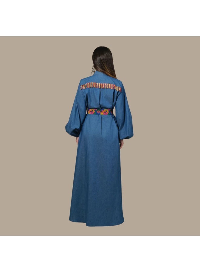 QABEELA RAM25 DENIM CHAMBRAY KAFTAN - Image 2